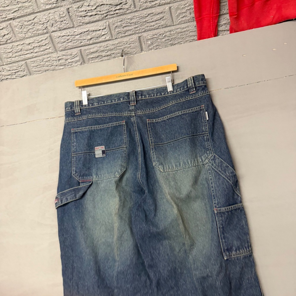 Cross Fire Mens Carpenter Jeans 38x30 Blue Denim Relaxed Wide Leg Y2K Workwear
